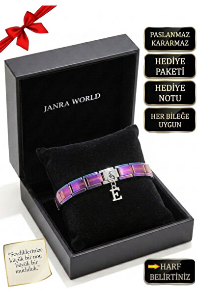 JANRA WORLD İtalyan Charm Bileklik - Kişiye Özel Harfli Bileklik Paslanmaz Çe...