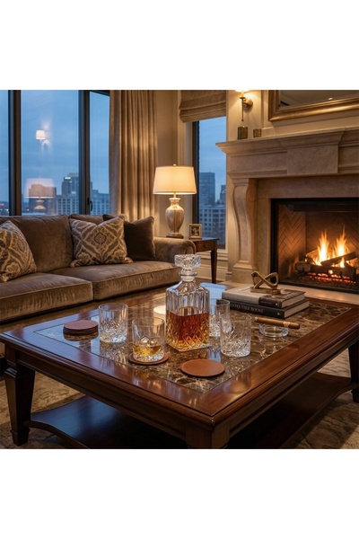 Atmós Fera Σετ ουίσκι από γυαλί 5 τεμαχίων, καράφα 900 ml + 4 ποτήρια 230 ml,...