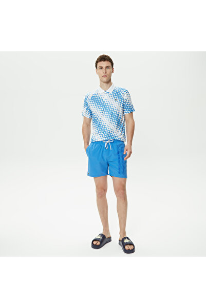 Lacoste Erkek Baskılı Mavi Deniz Şortu