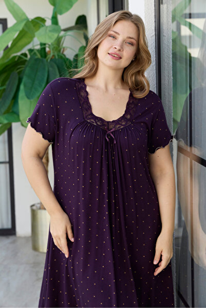 Damson Triangle Patterned Ring Viscose Short Sleeve Dress