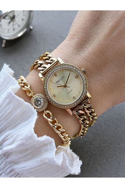 Ferrucci Small Vintage Case Steel Band 2 Years Warranty 3 Atm Women Wristwatc...