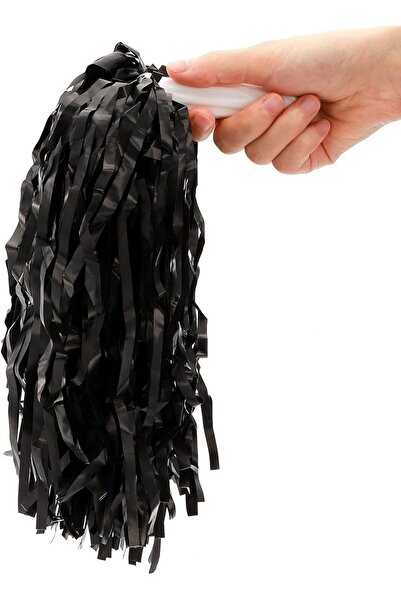 partidolu 1 Çift( 2 Adet )Mat Siyah Renkli 23 Nisan Gösteri Ponponu