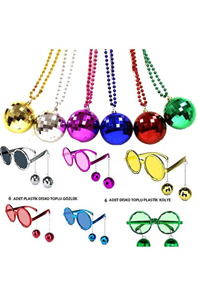 partidolu 6 ألوان 6 قطع 80S 90S نظارات ديسكو بلاستيكية كلاسيكية ومجموعة قلادة...