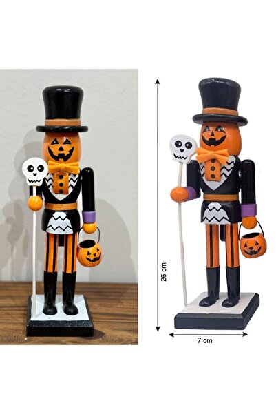 partidolu Halloween Balkabağı Şeklinde Ahşap Fındıkkıran Nutcracker Dekor Süs...