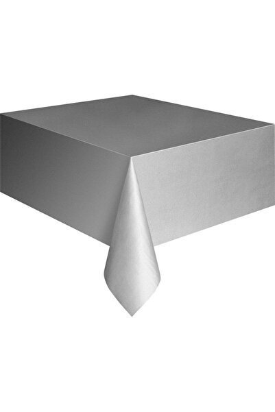 partidolu Plastic Party Tablecloth Silver Color 274 cm