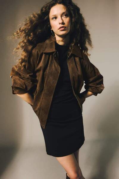 DeFacto Palton din piele artificială cu guler polo, rezistent la apă, G6497AX...