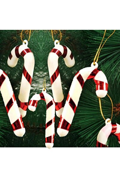 partidolu 6 bucăți bastoane din plastic în formă de zahăr roșu alb ornament d...