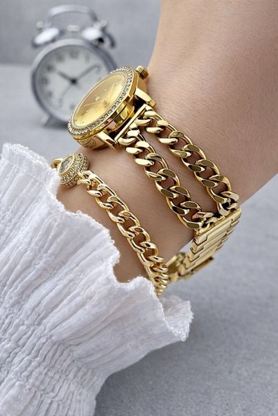 Ferrucci ساعة يد نسائية صغيرة عتيقة الطراز مع سوار فولاذي وضمان لمدة عامين 3 أتم + سوار FY.03644.1