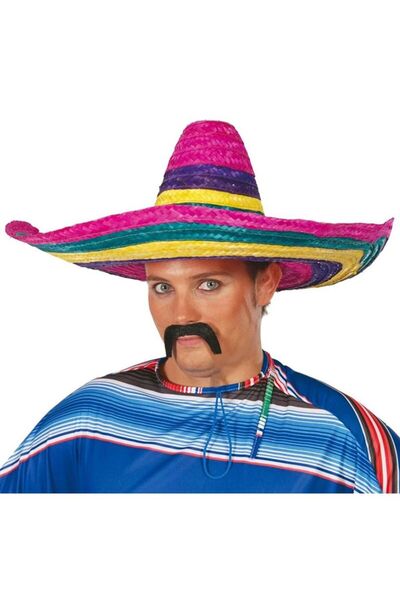 partidolu Sombrero Colorful Knitted Straw Look Pvc Mexican Hat 58 cm Adult