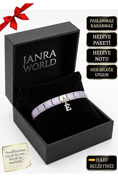 JANRA WORLD İtalyan Charm Bileklik - Kişiye Özel Harfli Bileklik Paslanmaz Çe...