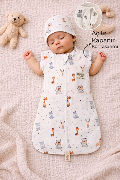 Tomuycuk 100% Cotton Patterned Baby Sleeping Bag 0-6 Months Zippered Snap Sle...