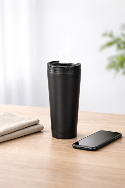 H2O Termos Kupa Bardak Paslanmaz Çelik Termos Mug 400 ml | Siyah