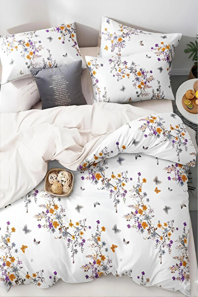 İQON Fitted Sheet Pack of Duvet Cover Set Single Jungle Orange