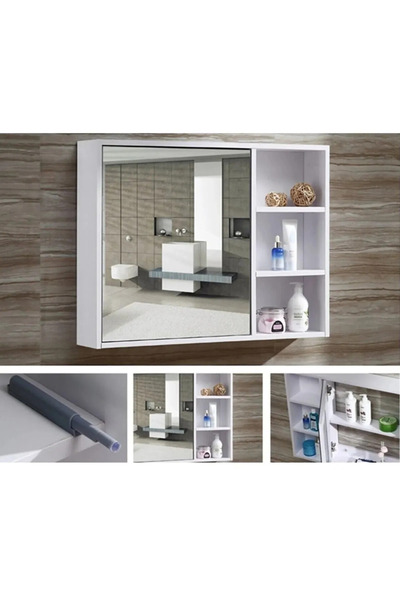 Taç-Dek Bas aç kapaklı Banyo Dolabı Aynalı Üst Modülü.
