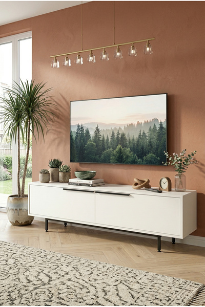 Robin Home Lidya Tv Ünitesi Sehpası Metal Ayaklı 160cm Beyaz