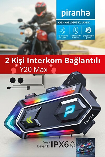 Piranha 7040 Motosiklet Kask Interkom Kulaklık | Bluetooth 5.3, Çift Kişi Bağ...