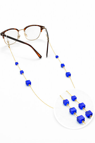 Optic Master Italian Chain Cube Stone Glasses Chain / Cord Navy Blue