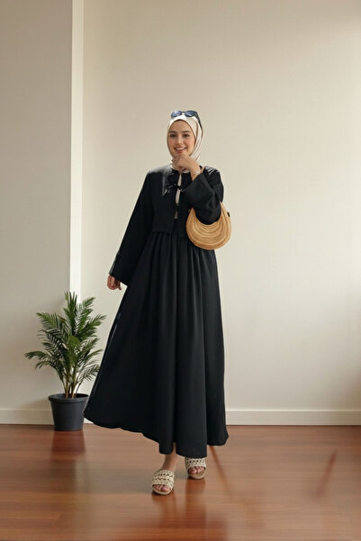 ENDAMIM Γυναικεία φούστα μπλούζα Λινό με λαιμόκοψη με κορδόνια και ελαστική μ...