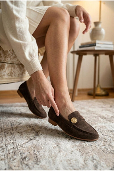 Vojo ميلا تفاصيل إبزيم جلد سويدي حذاء نسائي حذاء مسطح