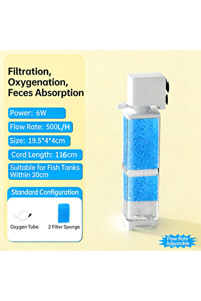 Choice6 مضخة فلتر حوض السمك 6 واط 6 في 1، غاطسة، صامتة، مزودة بمروحة هواء وأك...