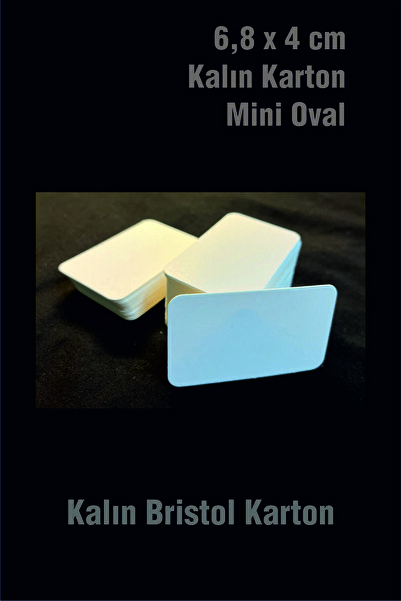 Örün Matbaa Mini Oval 6,8 x 4cm Ebat 100 Adet Oval Baskısız Boş Kartvizit 350 gr Kalın Karton