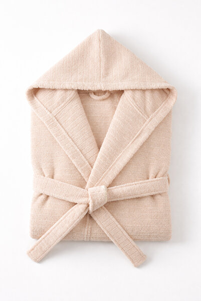 Rebeka Home Collection Doğa Bej Kapşonlu Bornoz