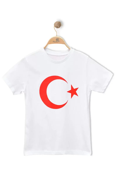 Alme Unisex Children's Moon Star Flag Short Sleeve T-Shirt