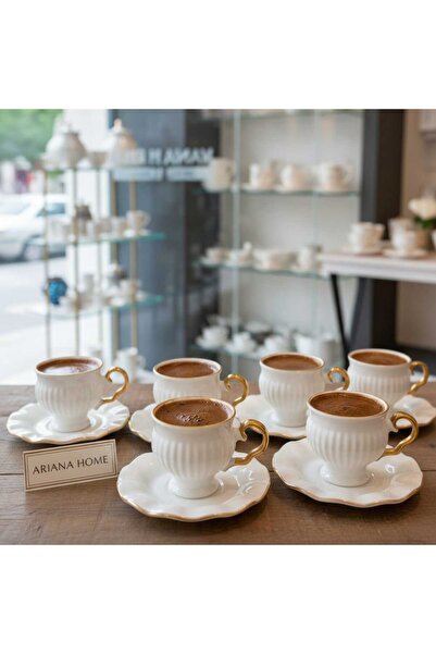 ariana sytle 6 Kişilik 12 Parça Arya Türk Kahve Fincan Takımı