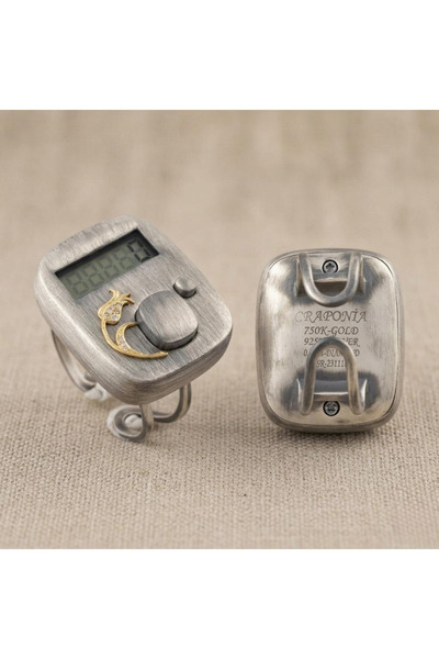 Craponia Zikra Pırlanta Taşlı Zikirmatik 925 Ayar Gümüş 18 Ayar Altın Lale Mo...