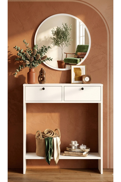 Yurudesign Larris Aynalı Dresuar 2 Kapaklı Beyaz Lr1-w