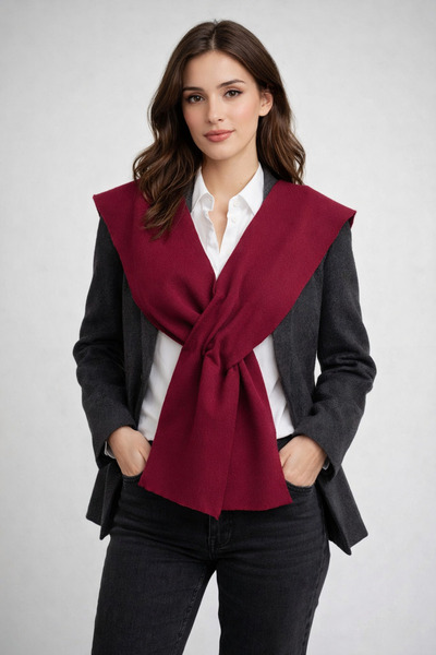 Sebir Moda Едноцветен акрилен плетен шал за ежедневна употреба в офиса