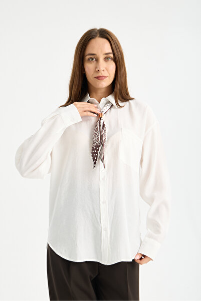 jöns since 1997 Γυναικείο Καφέ Φουλάρι Aerobin Λευκό Πουκάμισο