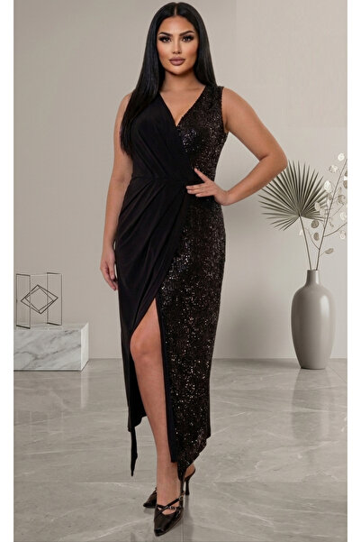 Butik Nilyam Γυναικείο βραδινό φόρεμα με παγιέτες με λεπτομέρειες Sandy 21104...