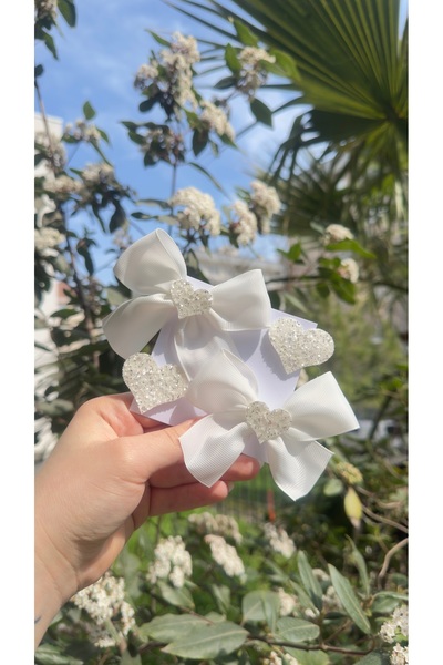 Toka Perisi Sada sponek do vlasů pro holčičky s bílou stuhou, srdíčky a ozdob...