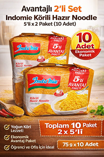 İndomie Körili Hazır Noodle 75g x 5’li Avantaj Paketi – 3 Dakikada Hazır