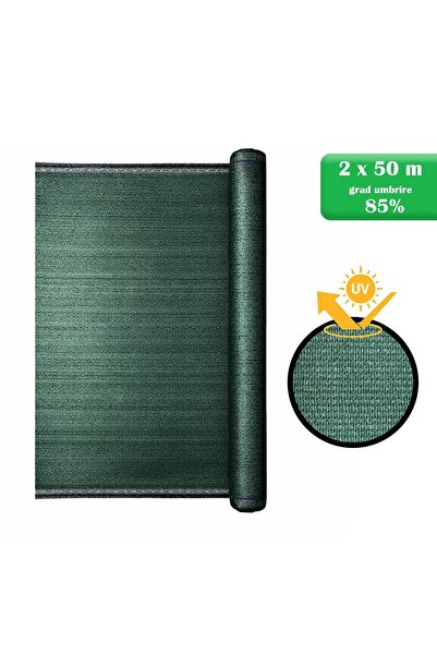 Strend Pro Plasa de umbrire, HDPE, 140 g/mp, grad de umbrire 85%, verde, 2x50 m