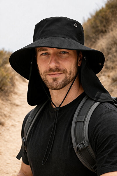 Külah Pălărie cu protecție solară UV în aer liber Pălărie neagră Legionar Safari