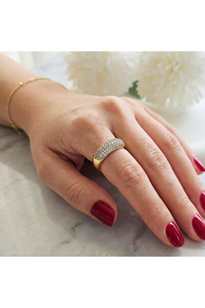 Mercan Ayarlanabilir zirkon taşlı çelik yüzük