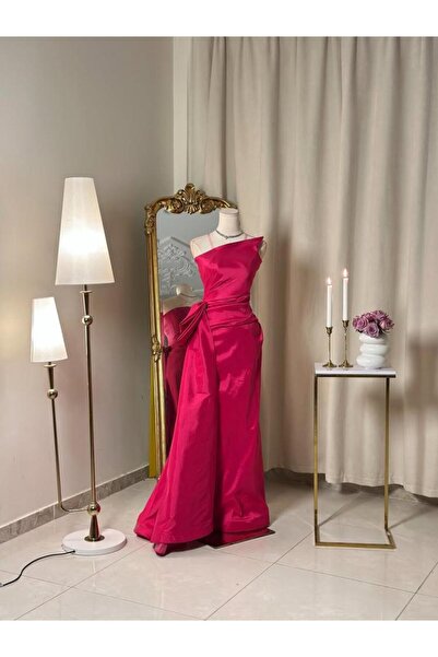 vanus fashion 6269- فستان فوشي أنيق بتفصيلة جذّابة