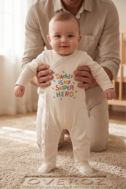 Overoz Baby Boy/Girl Overalls with Booties, Dad Daddy Super Hero Printed Snap...