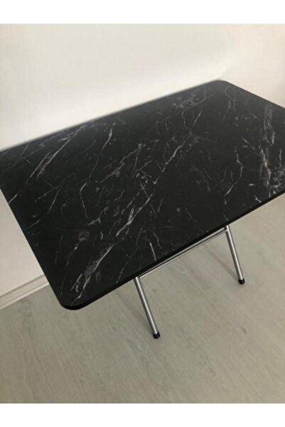 Ars Mrd Desıgn 70*110 Siyah Mermer Katlanabılir Masa Yemek Masası Mutfak Masa...