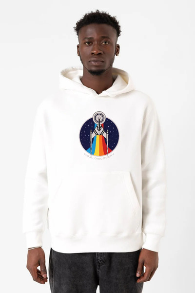 Tshirthane Star Trek Discovery Retro Ship White Men's 3Ip Hooded Sweatshirt