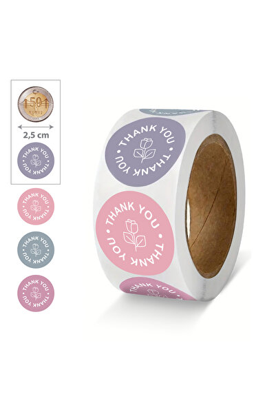 hdcw 500 ADET 2.5cm RULO YAPIŞKANLI TEŞEKKÜRLER "THANK YOU" STICKER ETİKET HE...