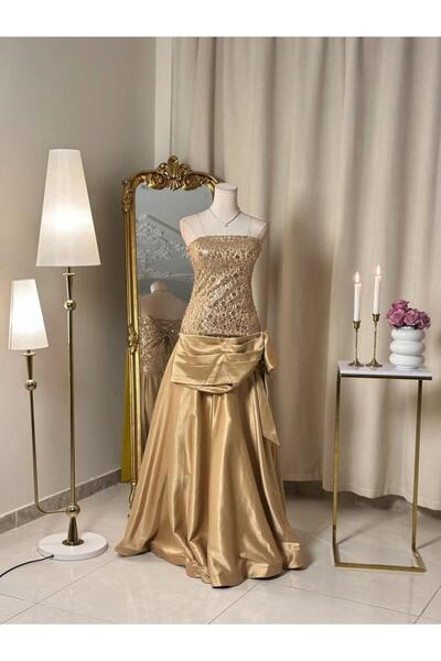 vanus fashion 6289 ~ فستان ذهبي فاخر لإطلالة ملكية تخطف الأنظار
