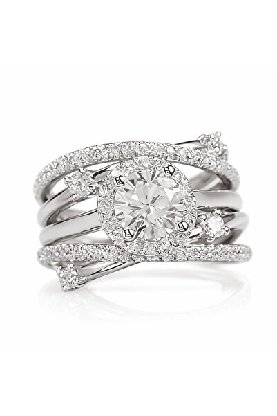 Pursehuit Inel argintiu, în straturi multiple, cu pietre de zirconiu, Renata ...