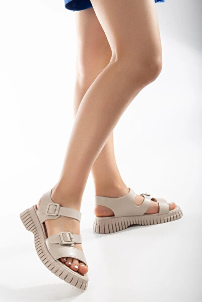 Alphus صنادل شانزلية نسائية كاجوال بنعل سميك وحزام