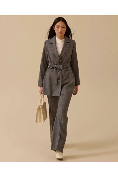 SEÇİL YENİ KADIN arka pileli kuşaklı ceket 10002521111011