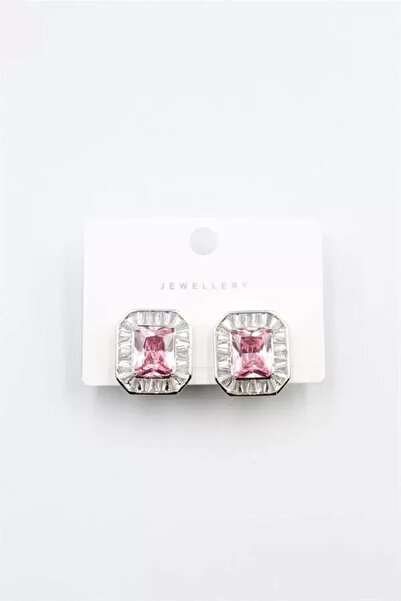 NOVAHAVEN حلق حجري مربع - وردي