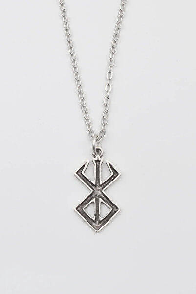 ıdr Modern Berserk Manga Kolye - Düz Ezme İthal Zincirli Unisex Gümüş Kaplama...