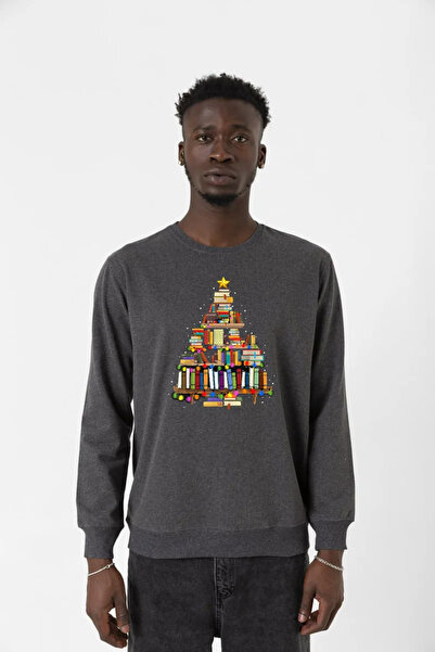 Tshirthane سويت شيرت رجالي من Book Lovers Christmas Smoked 2ip